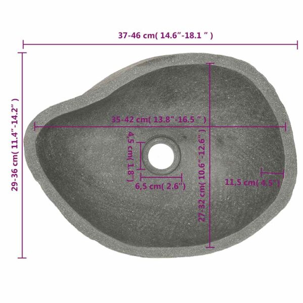 vidaXL Basin River Stone Oval (36-46)x(29-36) cm - Image 7