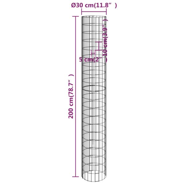 vidaXL Circular Gabion Pole Galvanised Steel Ø30x200 cm - Image 6