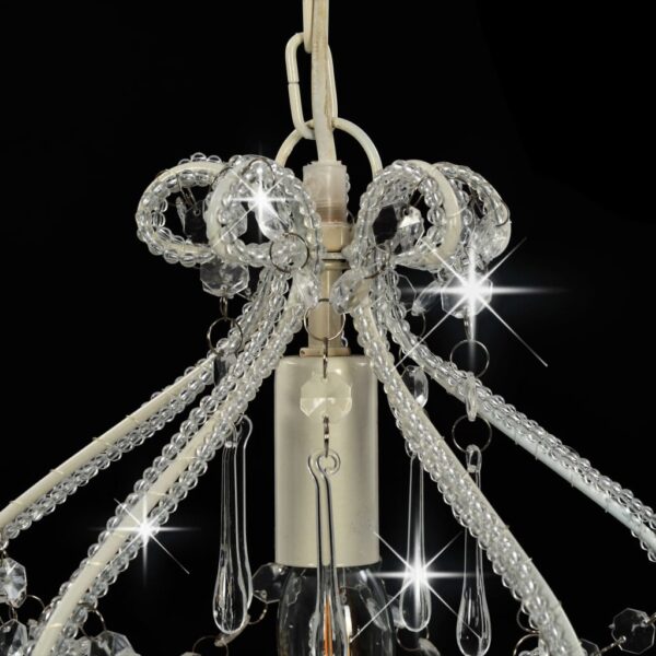 vidaXL Ceiling Lamp with Beads White Round E14 - Image 5
