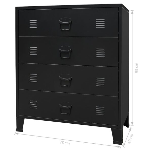 vidaXL Chest of Drawers Metal Industrial Style 78x40x93 cm Black - Image 12