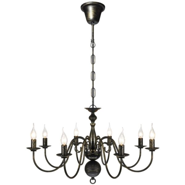 vidaXL Antique Black Metal Chandelier 8 x E14 Bulbs - Image 1