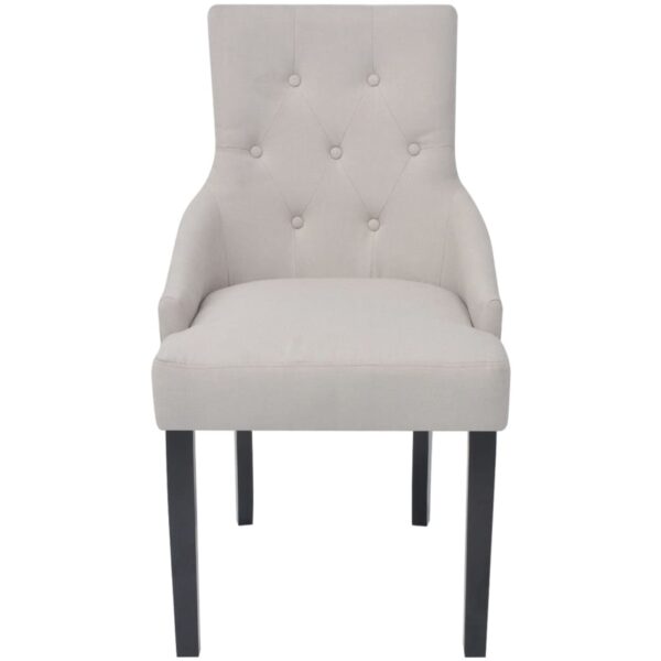 vidaXL Dining Chairs 2 pcs Cream Grey Fabric - Image 3