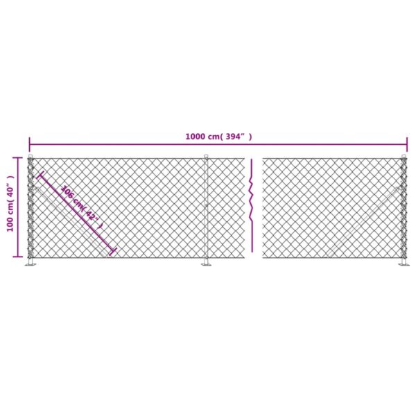 vidaXL Chain Link Fence with Flange Green 1x10 m - Image 6