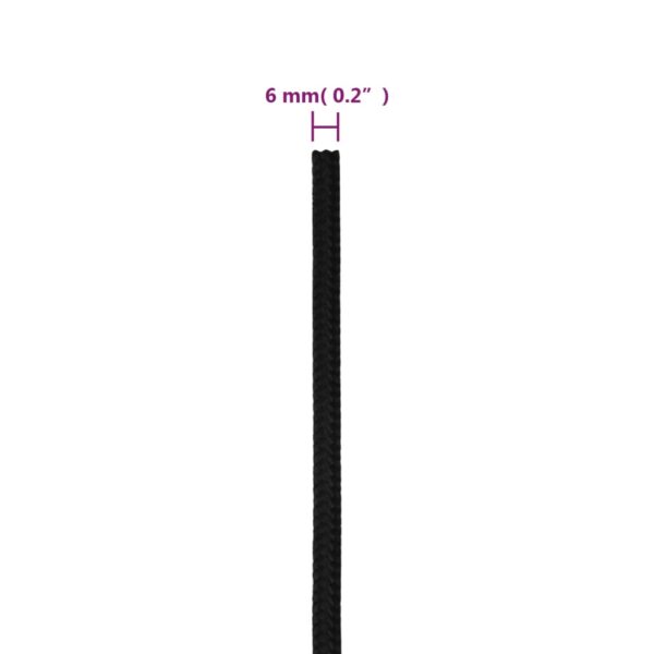 vidaXL Work Rope Black 6 mm 100 m Polyester - Image 6