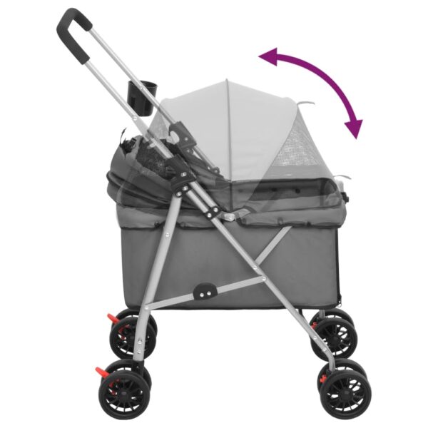 vidaXL Folding Dog Stroller Grey 76x50x100 cm Oxford Fabric - Image 7
