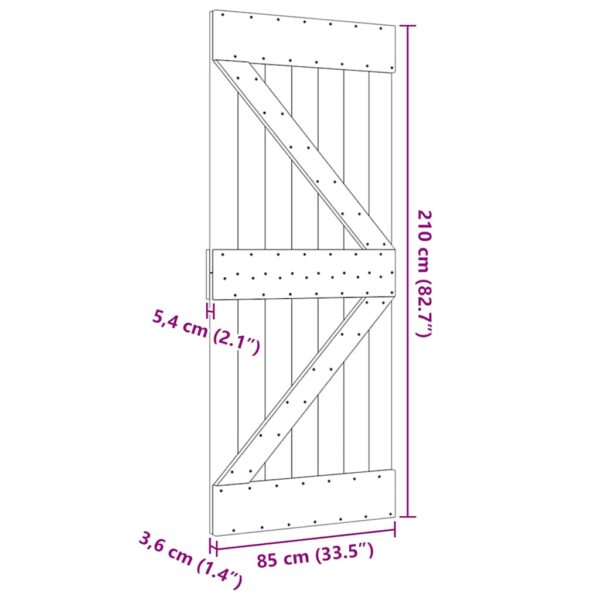 vidaXL Door NARVIK 85x210 cm Solid Wood Pine - Image 9
