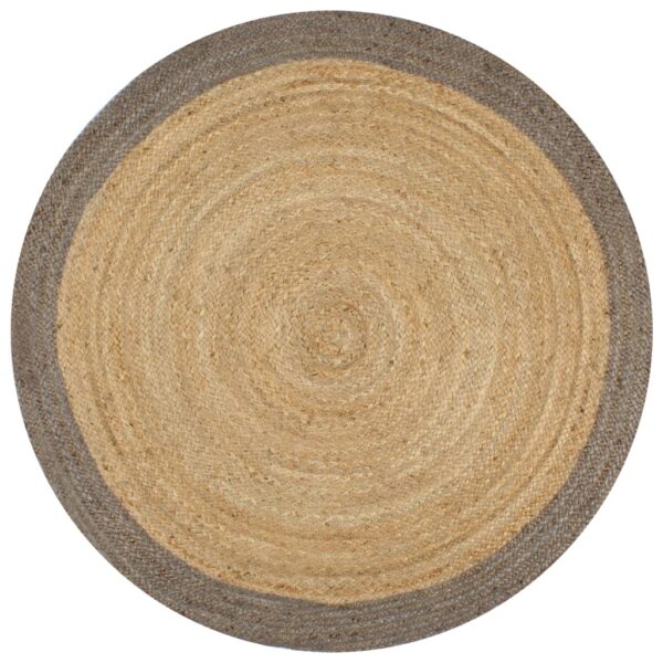 vidaXL Handmade Rug Jute with Grey Border 120 cm - Image 1