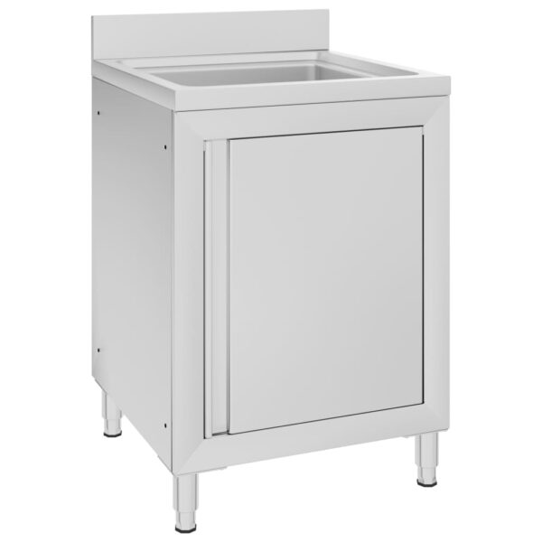 vidaXL Commercial Kitchen Sink Cabinet 60x60x96 cm Stainless Steel - Image 1