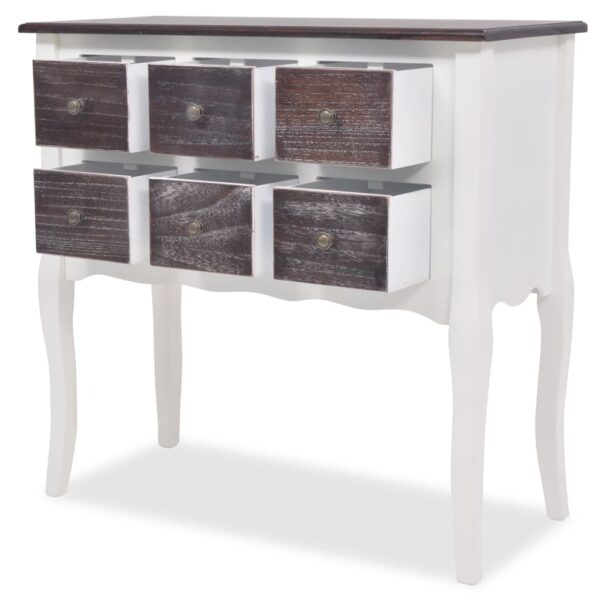 vidaXL Console Cabinet 6 Drawers Brown and White Wood - Image 5