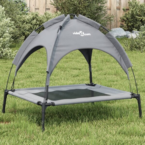 vidaXL Dog Bed with Canopy Anthracite Oxford Fabric and Steel - Image 1