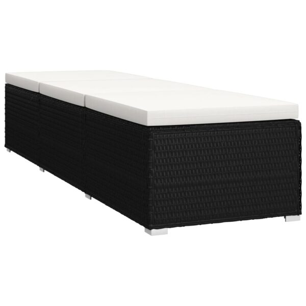 vidaXL 3 Piece Garden Sun Loungers with Tea Table Poly Rattan Black - Image 5