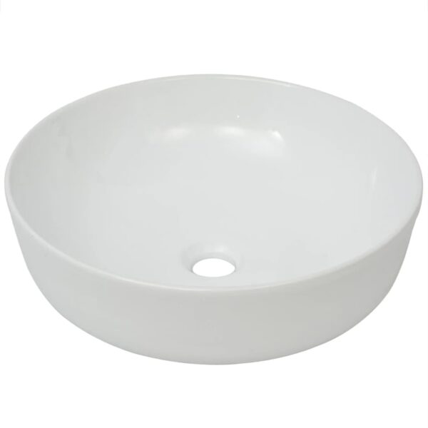 vidaXL Basin Round Ceramic White 41.5x13.5 cm - Image 2