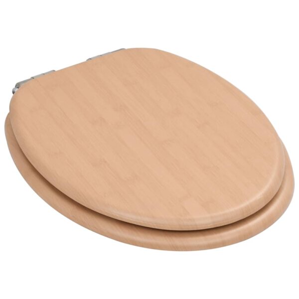 vidaXL WC Toilet Seat with Soft Close Lid MDF Bamboo Design - Image 3