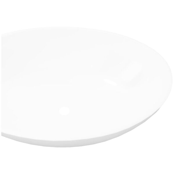 vidaXL Luxury Ceramic Basin Oval-shaped Sink White 40 x 33 cm - Image 4