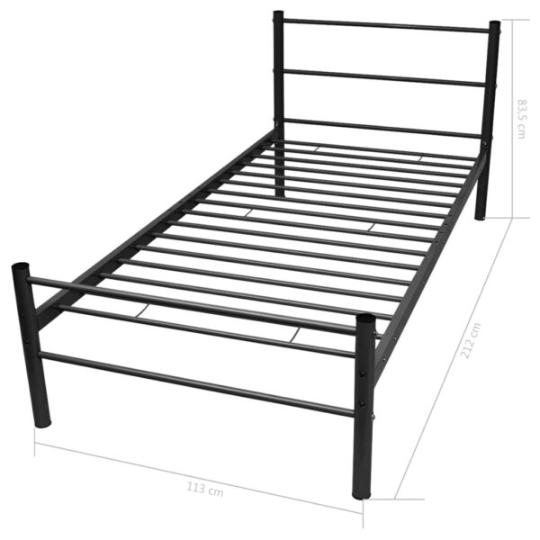 vidaXL Bed Frame without Mattress Black Metal King Single Size - Image 7