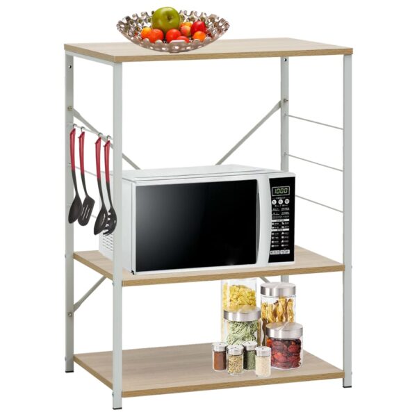 vidaXL Microwave Cabinet White and Oak 60x39.6x79.5 cm Engineered Wood - Image 1