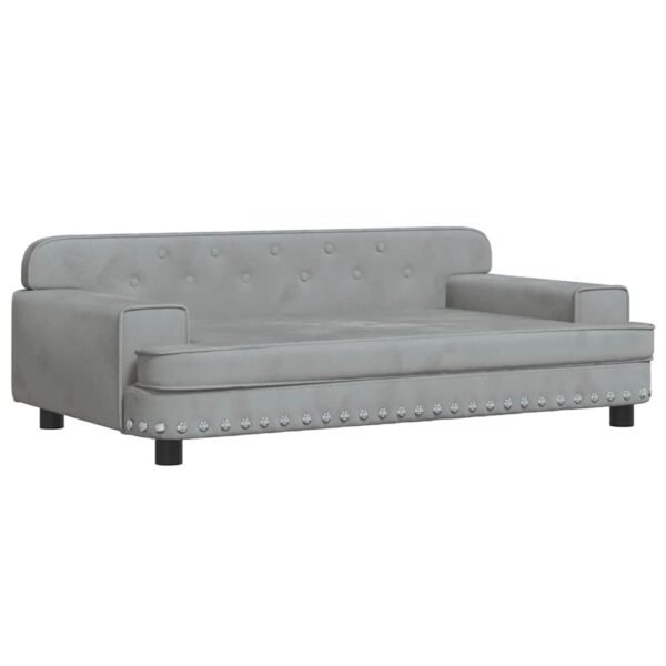 vidaXL Dog Bed Light Grey 90x53x30 cm Velvet - Image 2