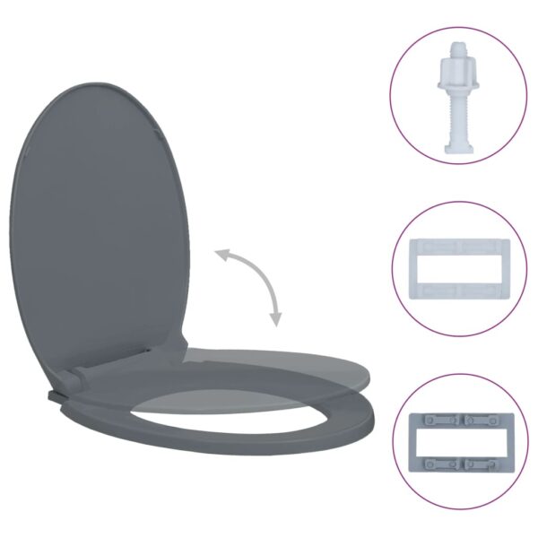 vidaXL Soft-Close Toilet Seat Grey Oval - Image 2