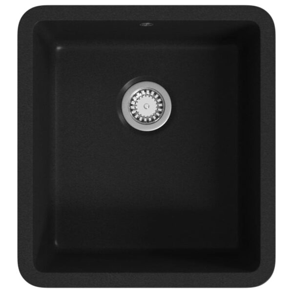 vidaXL Granite Kitchen Sink Single Basin Black - Image 2