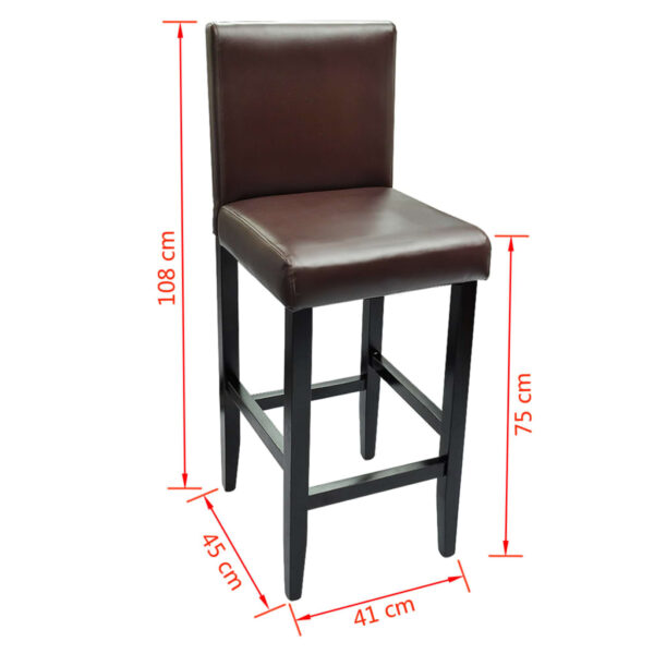 vidaXL Bar Stools 2 pcs Dark Brown Faux Leather - Image 5