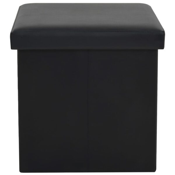 vidaXL Folding Storage Stools 2 pcs Black Faux Leather - Image 6