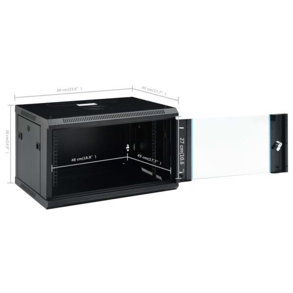 vidaXL 6U Wall Mounted Network Cabinet 19" IP20 600x450x375 mm - Image 9