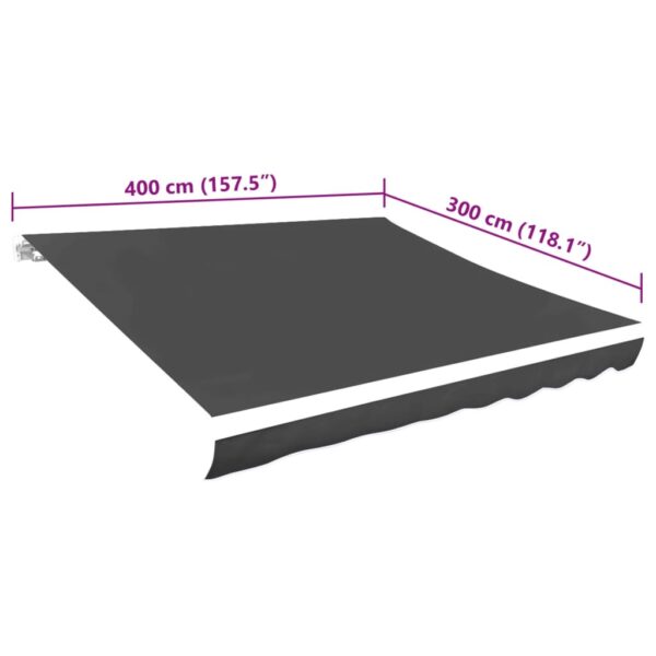 vidaXL Awning Top Sunshade Canvas Anthracite 400x300 cm - Image 5