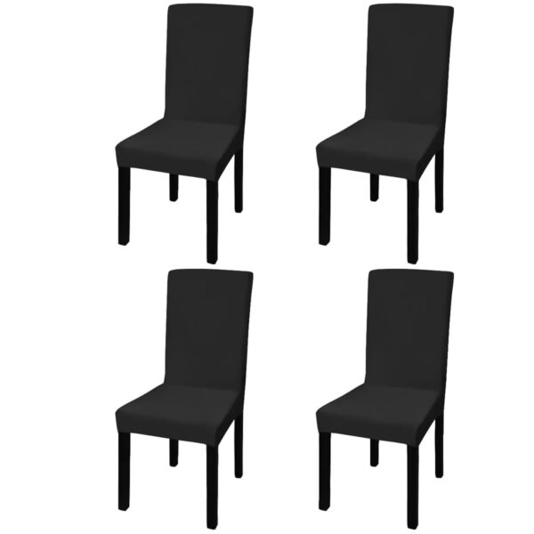 vidaXL Straight Stretchable Chair Cover 4 pcs Black - Image 1
