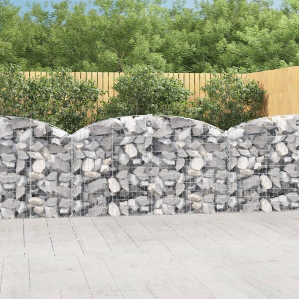 vidaXL Arched Gabion Basket 200x30x100/120 cm Galvanised Iron - Image 1