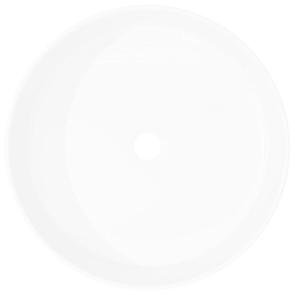 vidaXL Basin Round Ceramic White 40x15 cm - Image 3