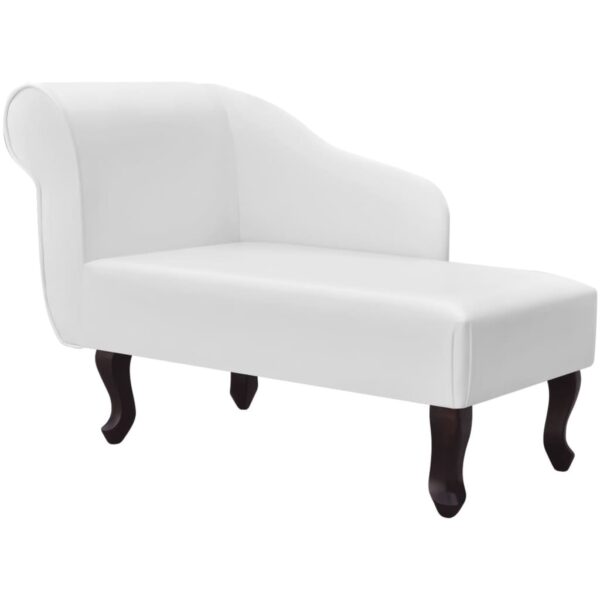 vidaXL Chaise Longue White Faux Leather - Image 1