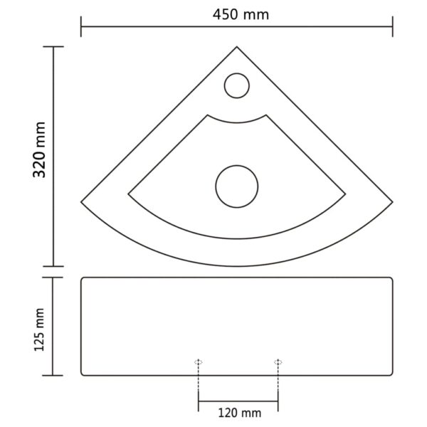 vidaXL Wash Basin with Overflow 45x32x12.5 cm White - Image 7