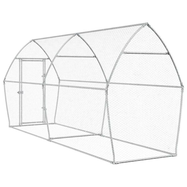 vidaXL Chicken Cage Silver 400x105x182 cm Galvanised Steel - Image 6