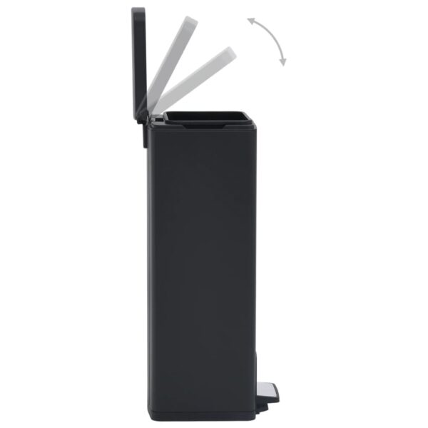 vidaXL Dustbin with Pedal Anti-fingerprint 30L Black Stainless Steel - Image 6