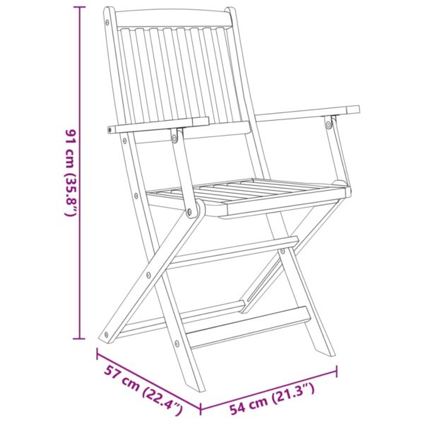 vidaXL 3 Piece Folding Garden Dining Set Solid Acacia Wood - Image 13