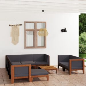 vidaXL 10 Piece Garden Lounge Set with Cushions Solid Acacia Wood