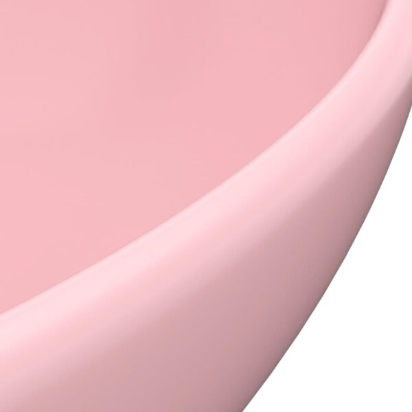 vidaXL Luxury Basin Oval-shaped Matt Pink 40x33 cm Ceramic - Image 5