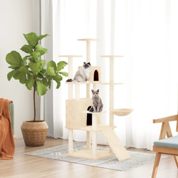 vidaXL Cat Tree with Sisal Scratching Posts Cream 154 cm - Image 1
