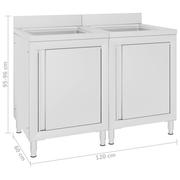 vidaXL Commercial Kitchen Sink Cabinets 2 pcs Stainless Steel - Image 5