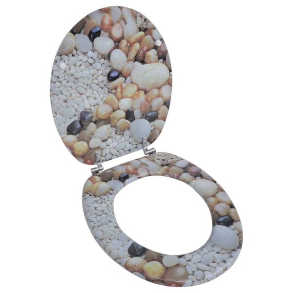 vidaXL Toilet Seats with Hard Close Lids MDF Pebbles - Image 1