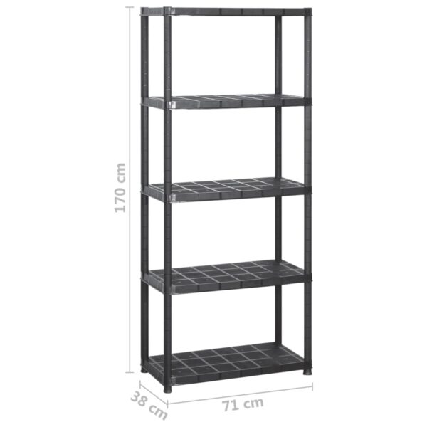 vidaXL Storage Shelf 5-Tier Black 142x38x170 cm Plastic - Image 6