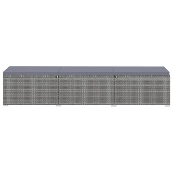 vidaXL 3 Piece Garden Sun Loungers with Tea Table Poly Rattan Grey - Image 5