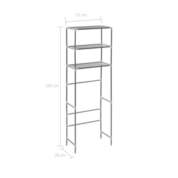 vidaXL 3-Tier Storage Rack over Toilet Silver 53x28x169 cm - Image 9