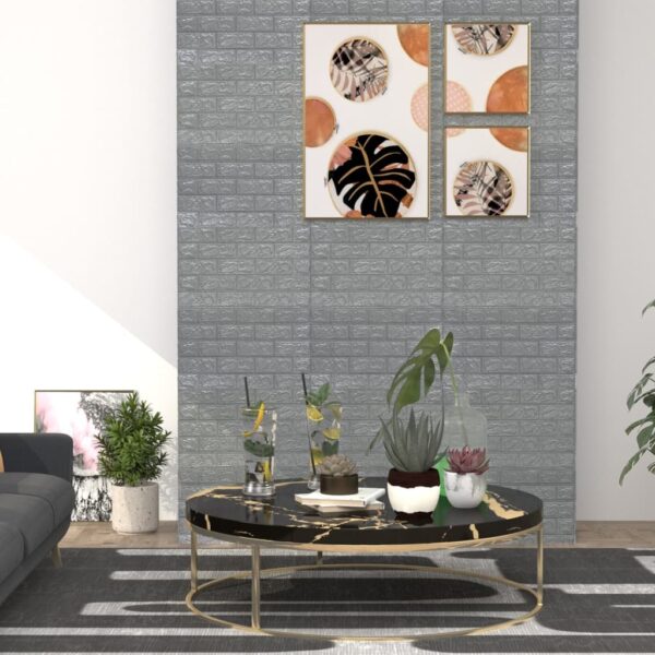 vidaXL 3D Wallpaper Bricks Self-adhesive 10 pcs Anthracite - Image 1