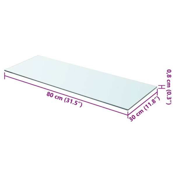 vidaXL Shelf Panel Glass Clear 80x30 cm - Image 3