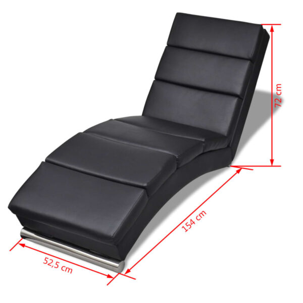 vidaXL Chaise Longue Black Faux Leather - Image 5