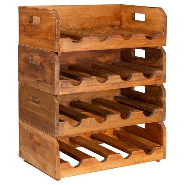 vidaXL Wine Racks 4 pcs for 16 Bottles Solid Mahogany Wood - Image 2