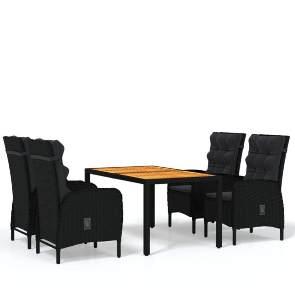 vidaXL 5 Piece Garden Dining Set Poly Rattan Black - Image 2
