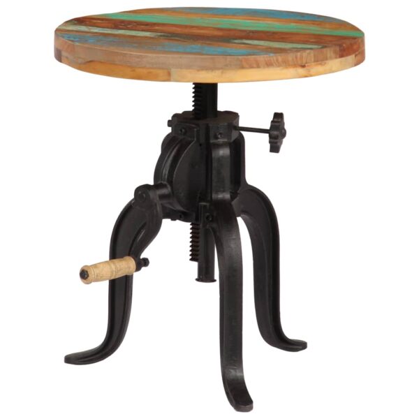 vidaXL Side Table 45x(45-62) cm Solid Reclaimed Wood and Cast Iron - Image 11