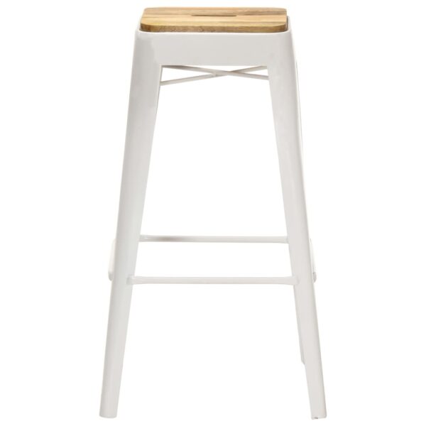 vidaXL Bar Stools 4 pcs White Solid Mango Wood - Image 3